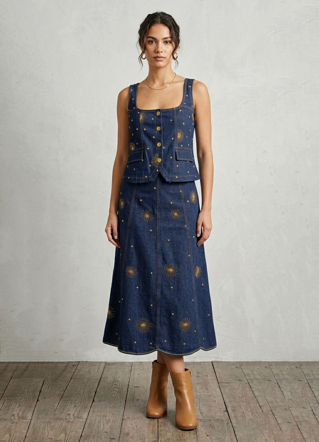 Denim Top & Skirt Co-ord Set Women Wear