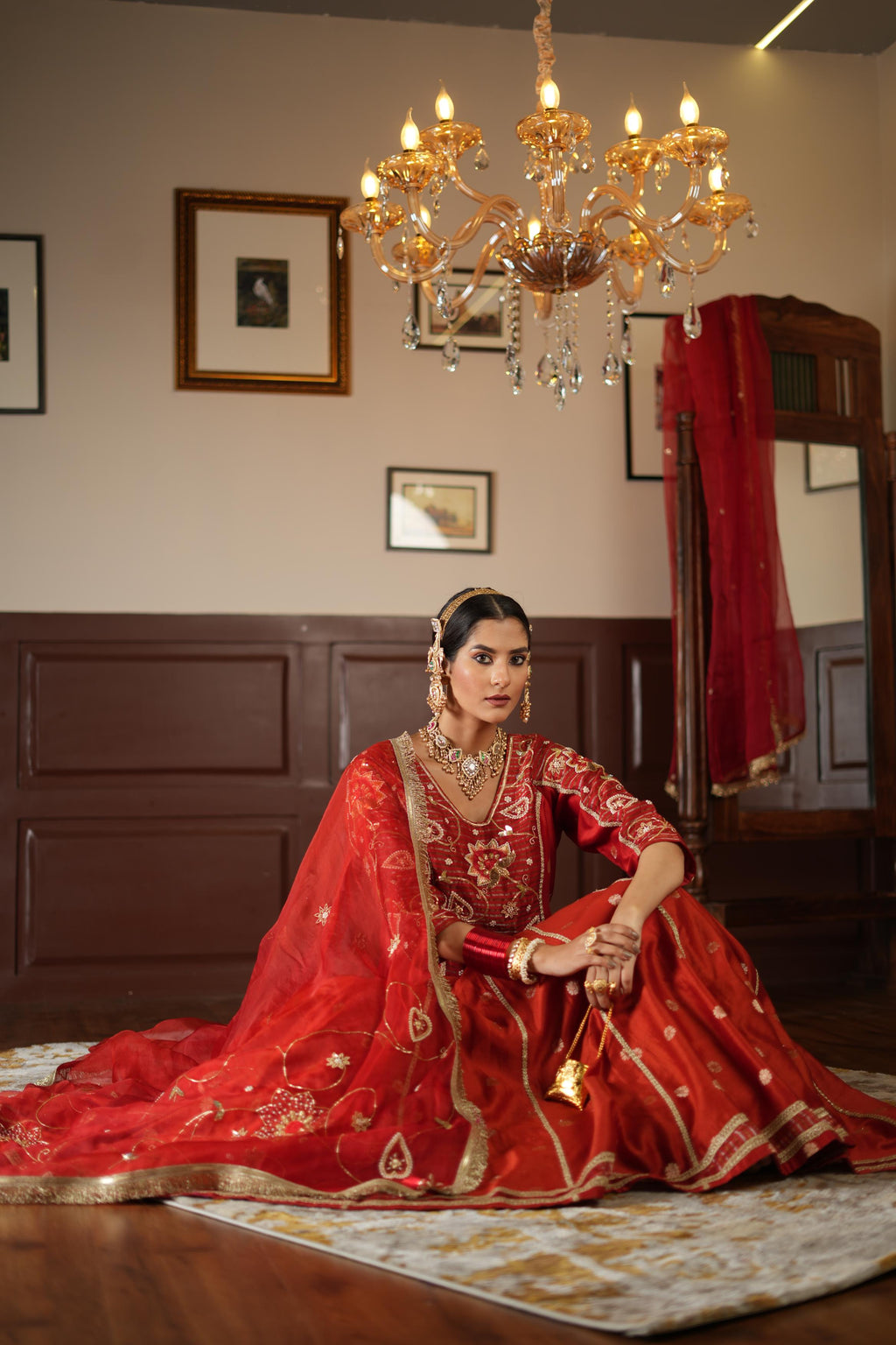 Women's Dark Red Lehenga Set