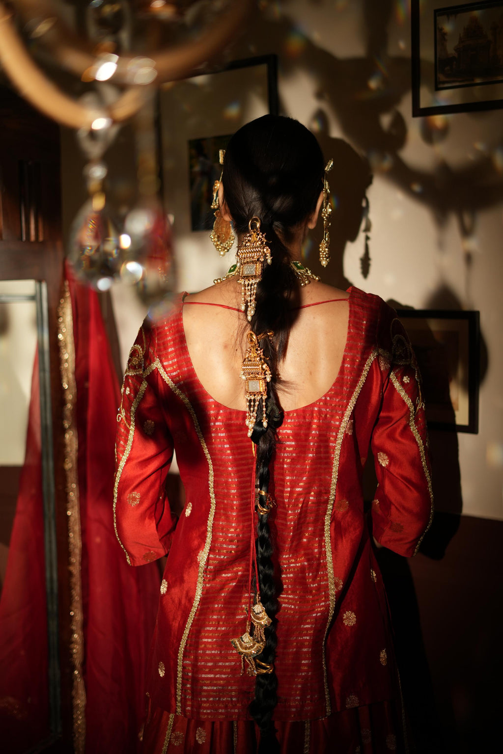 Women's Dark Red Lehenga Set