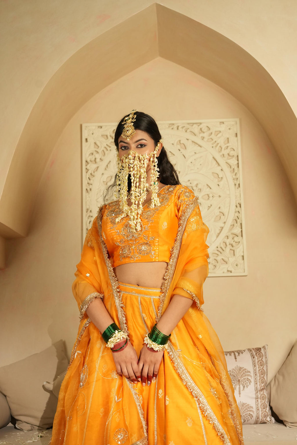 Women's Light Orange Lehenga Set