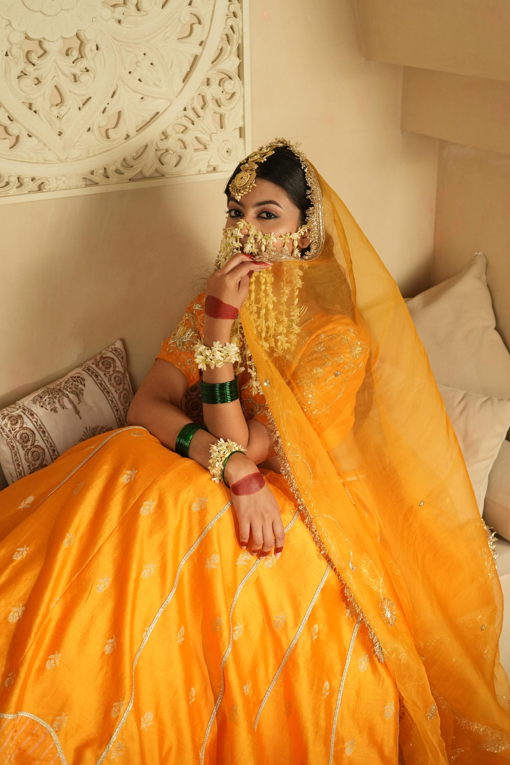 Women's Light Orange Lehenga Set