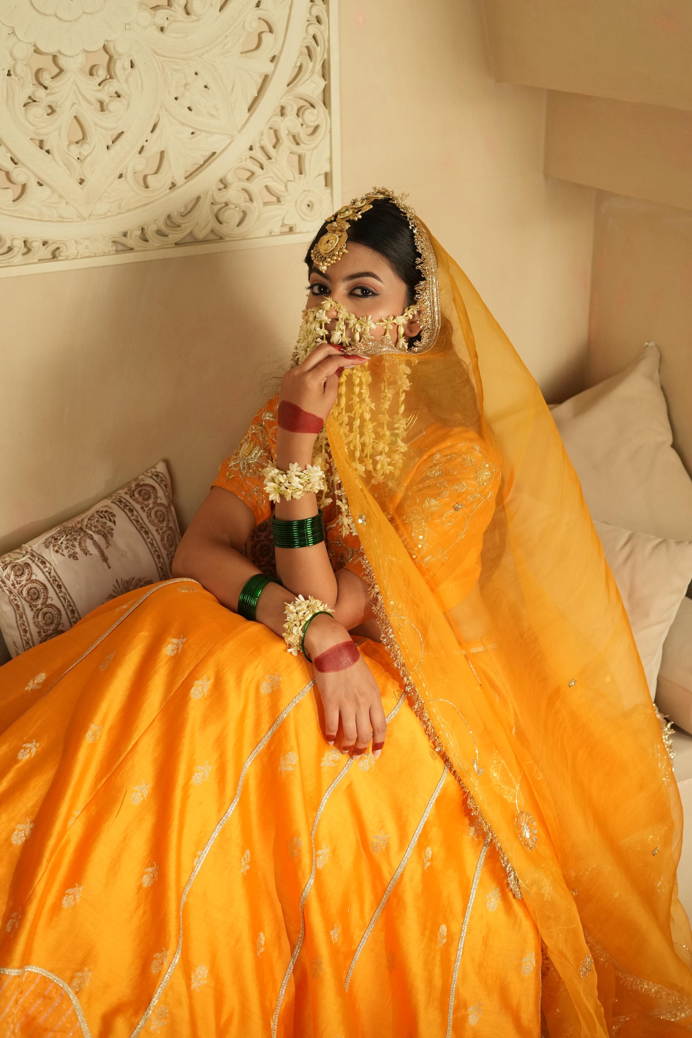 Women's Light Orange Lehenga Set