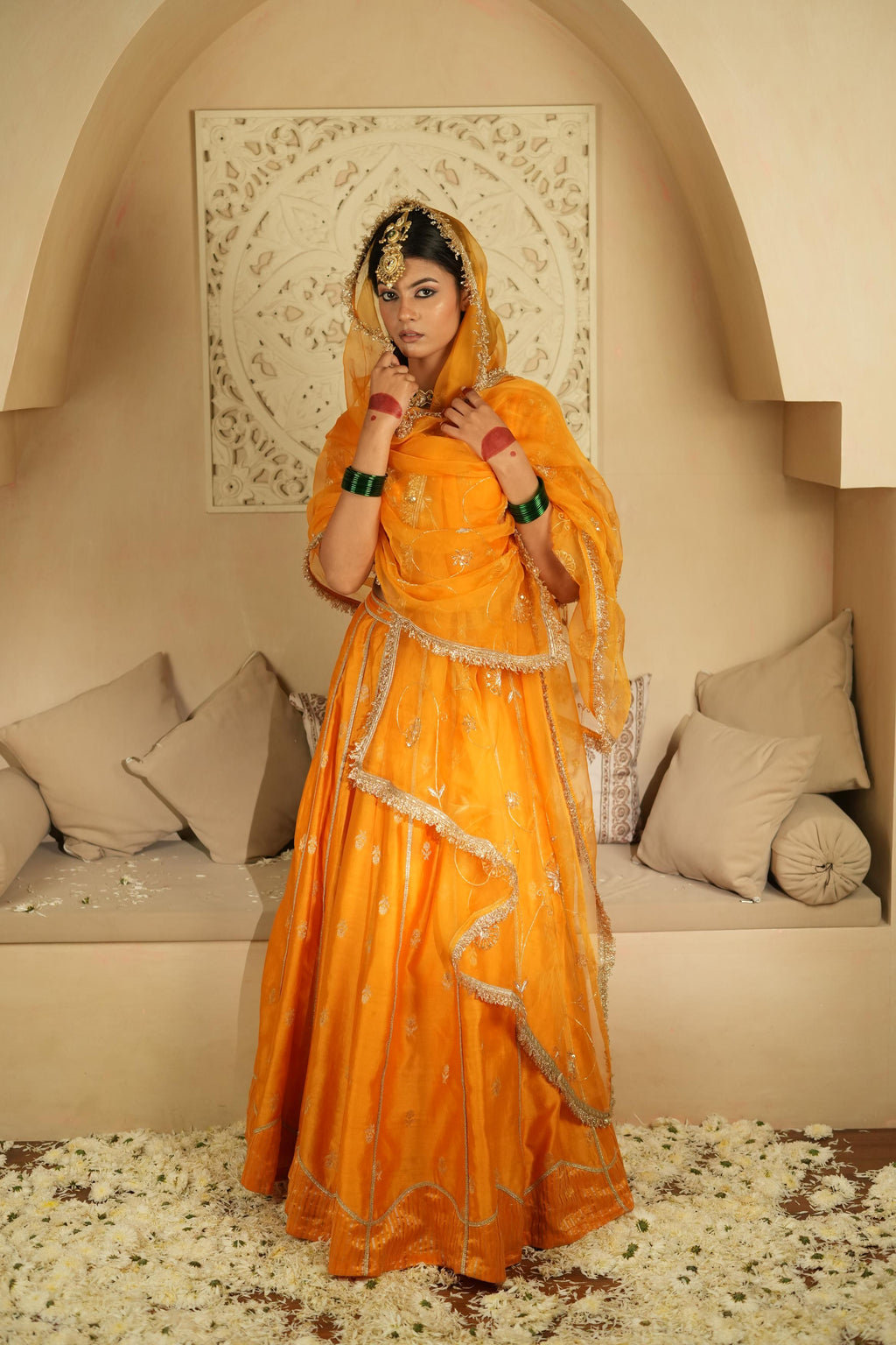 Women's Light Orange Lehenga Set