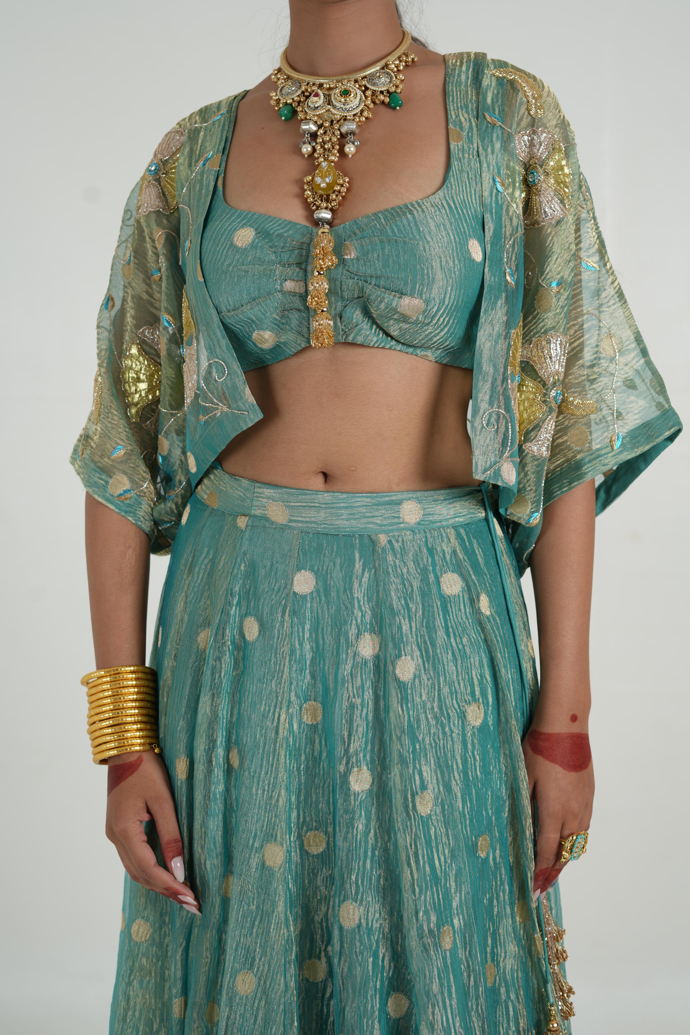 Women's Turqiouse Bluish green Lehenga Set