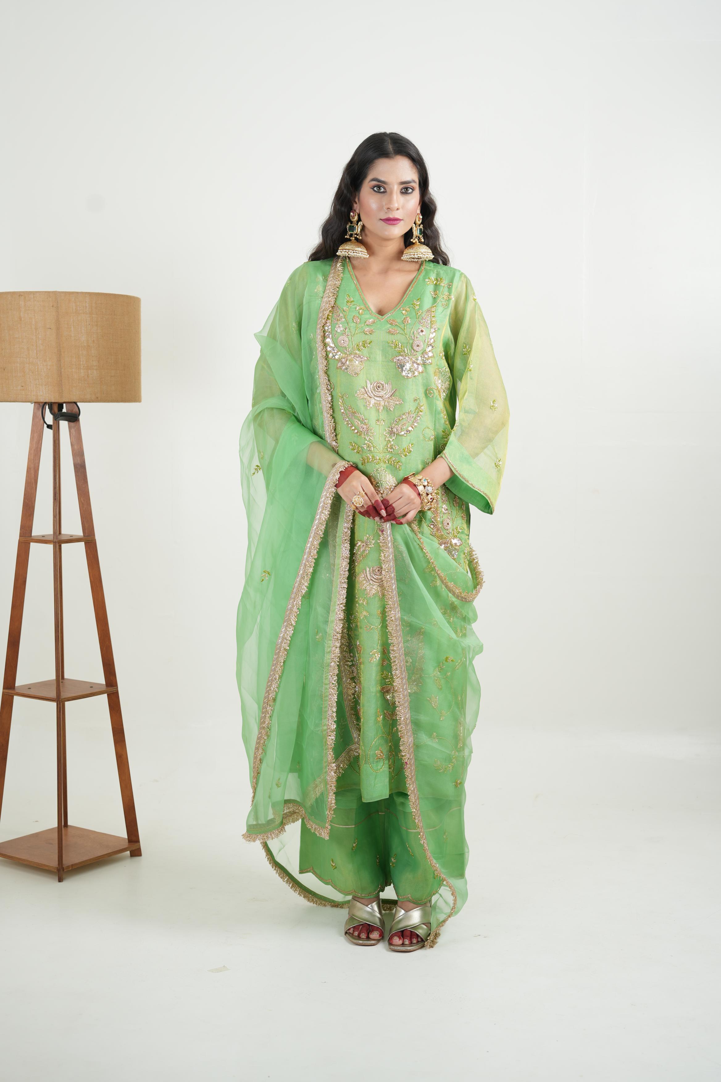 Women's Pistachio Green kurta Set