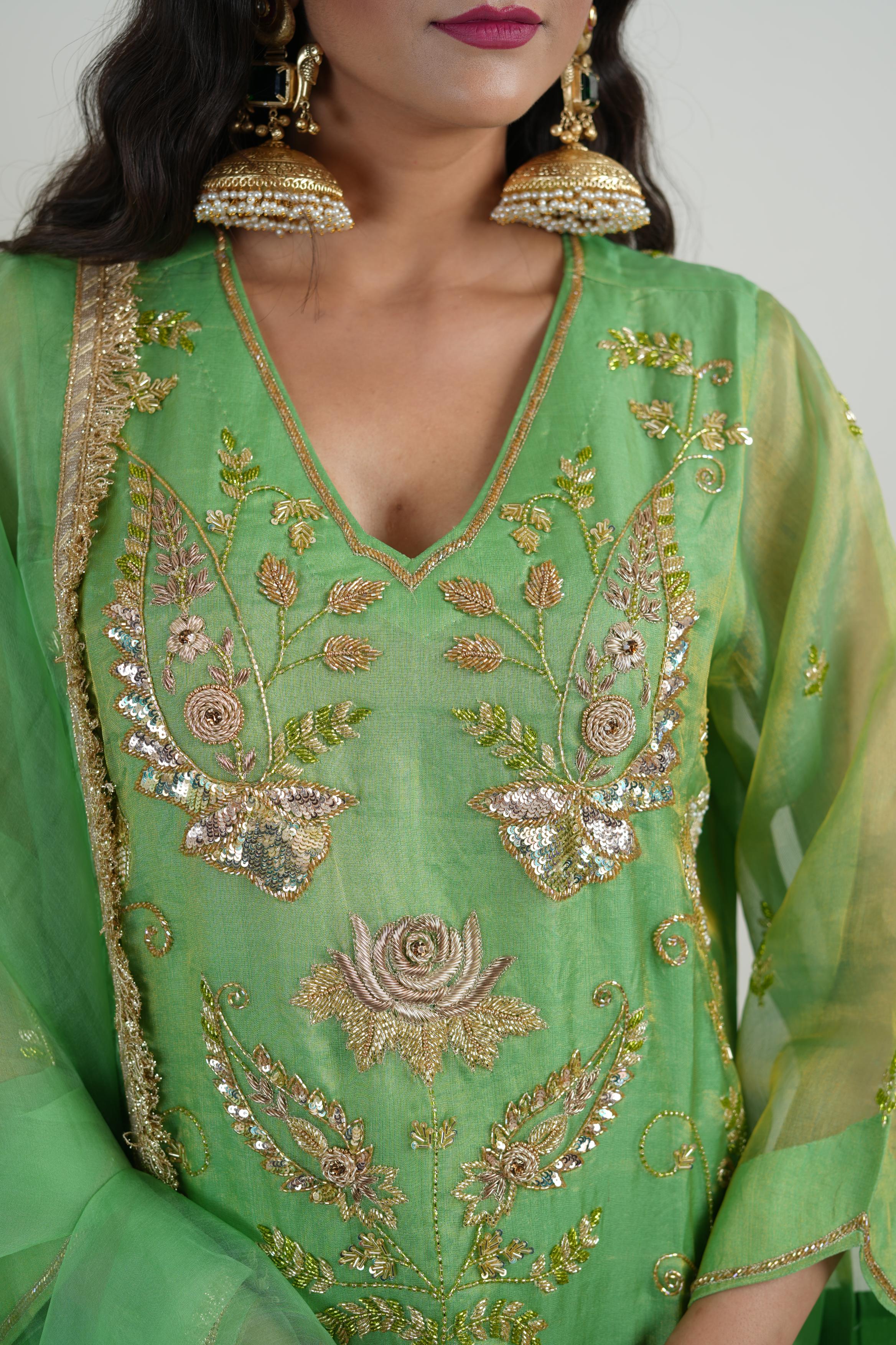 Women's Pistachio Green kurta Set