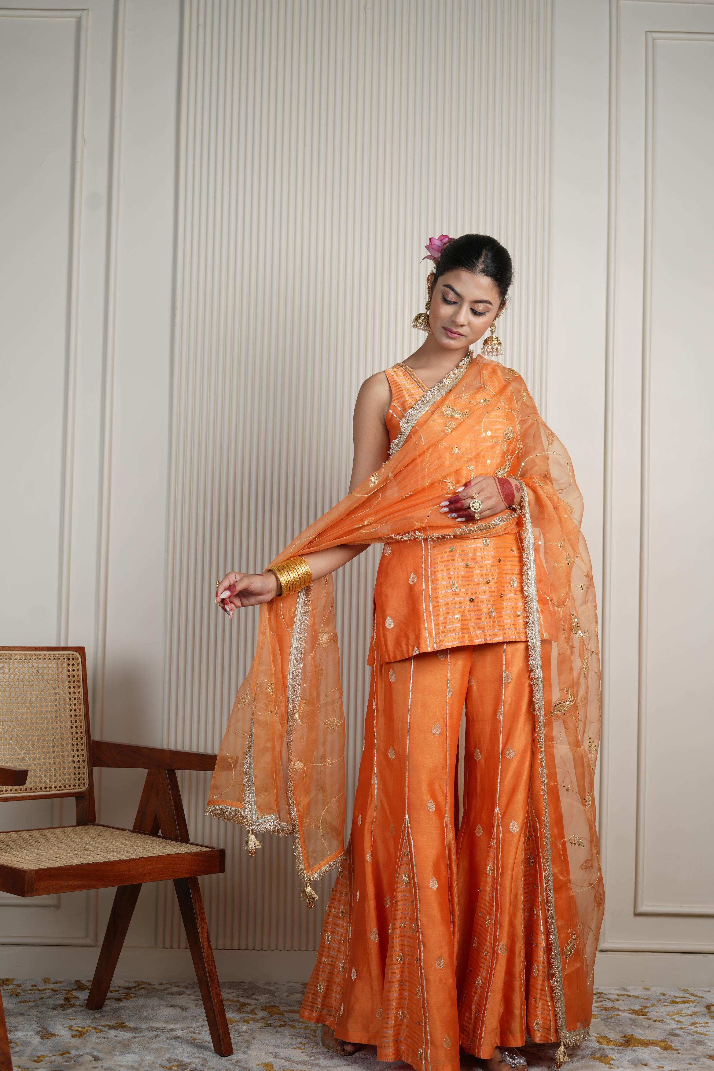 Women's Orange Gharara Set