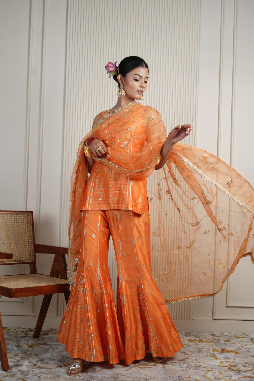 Women's Orange Gharara Set