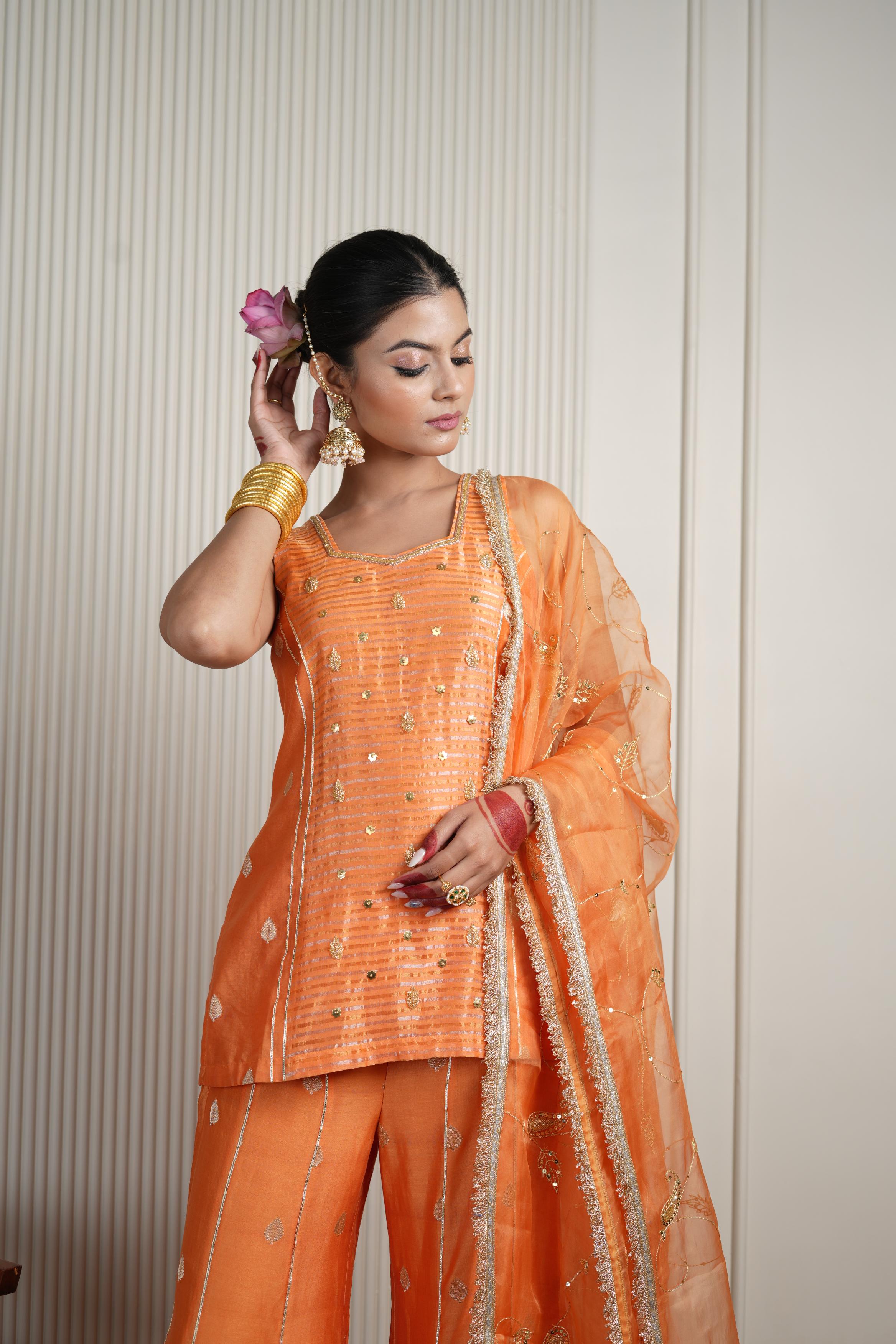 Women's Orange Gharara Set