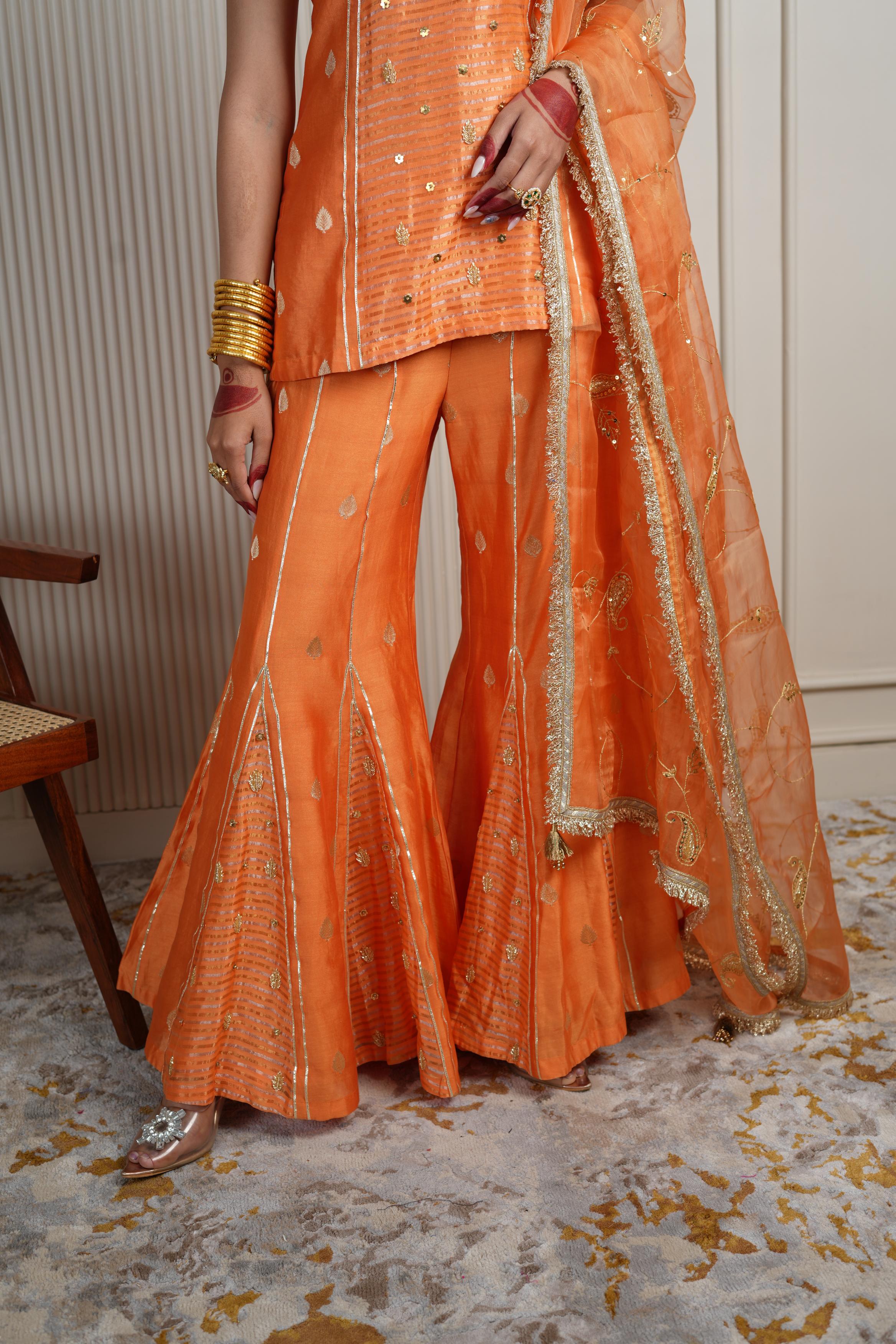 Women's Orange Gharara Set