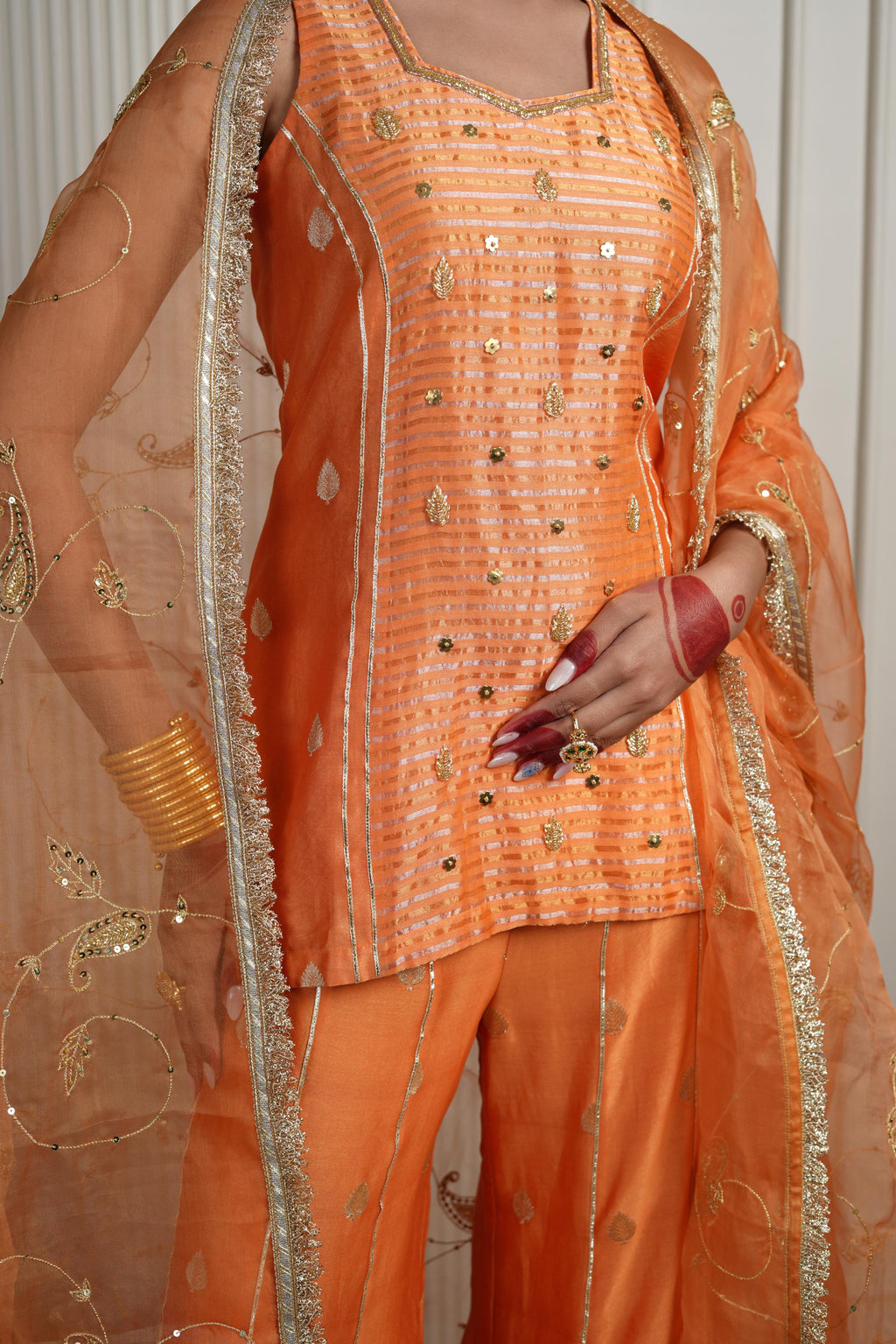 Women's Orange Gharara Set