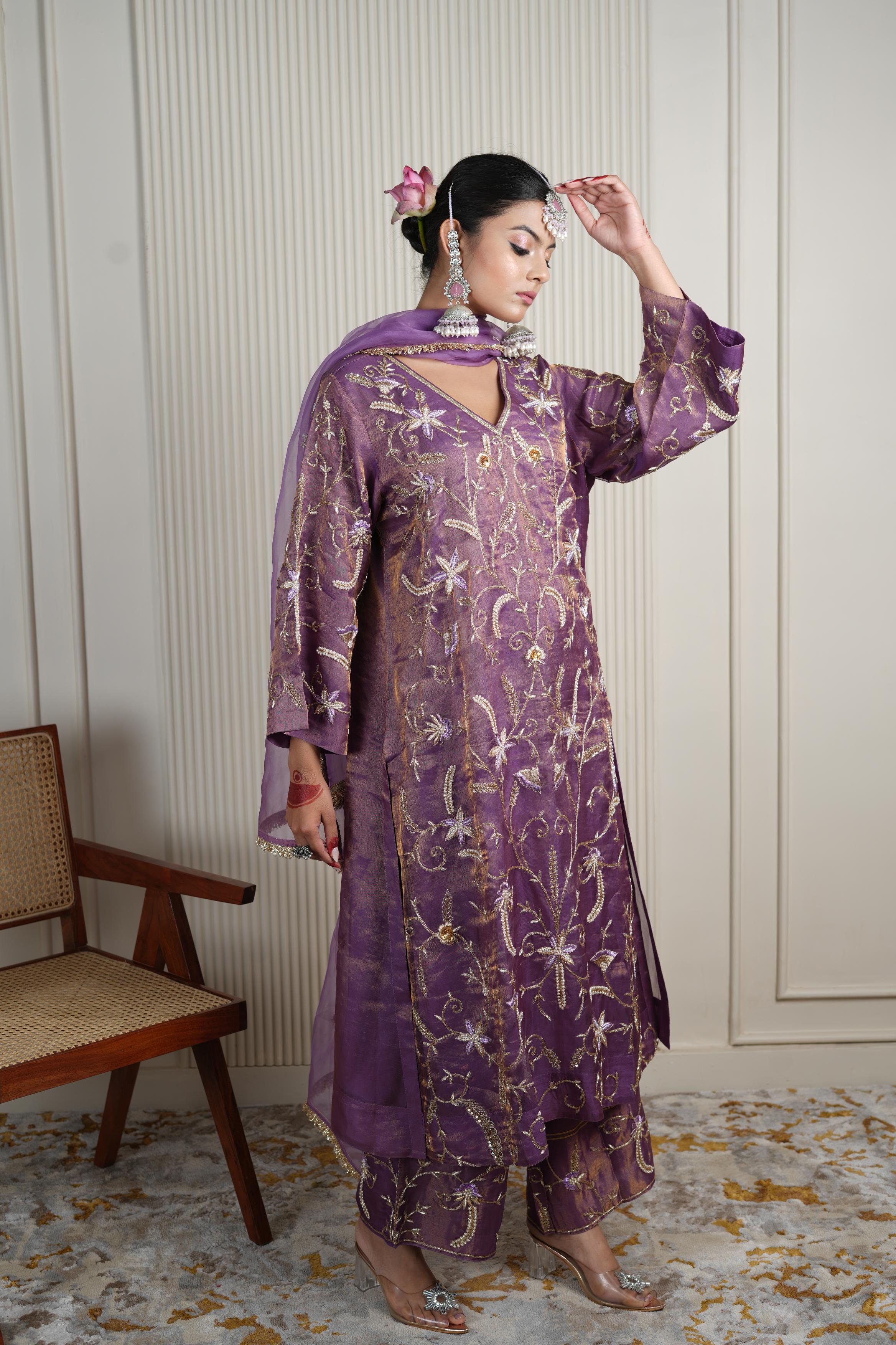 Women's Purple Kurta Set