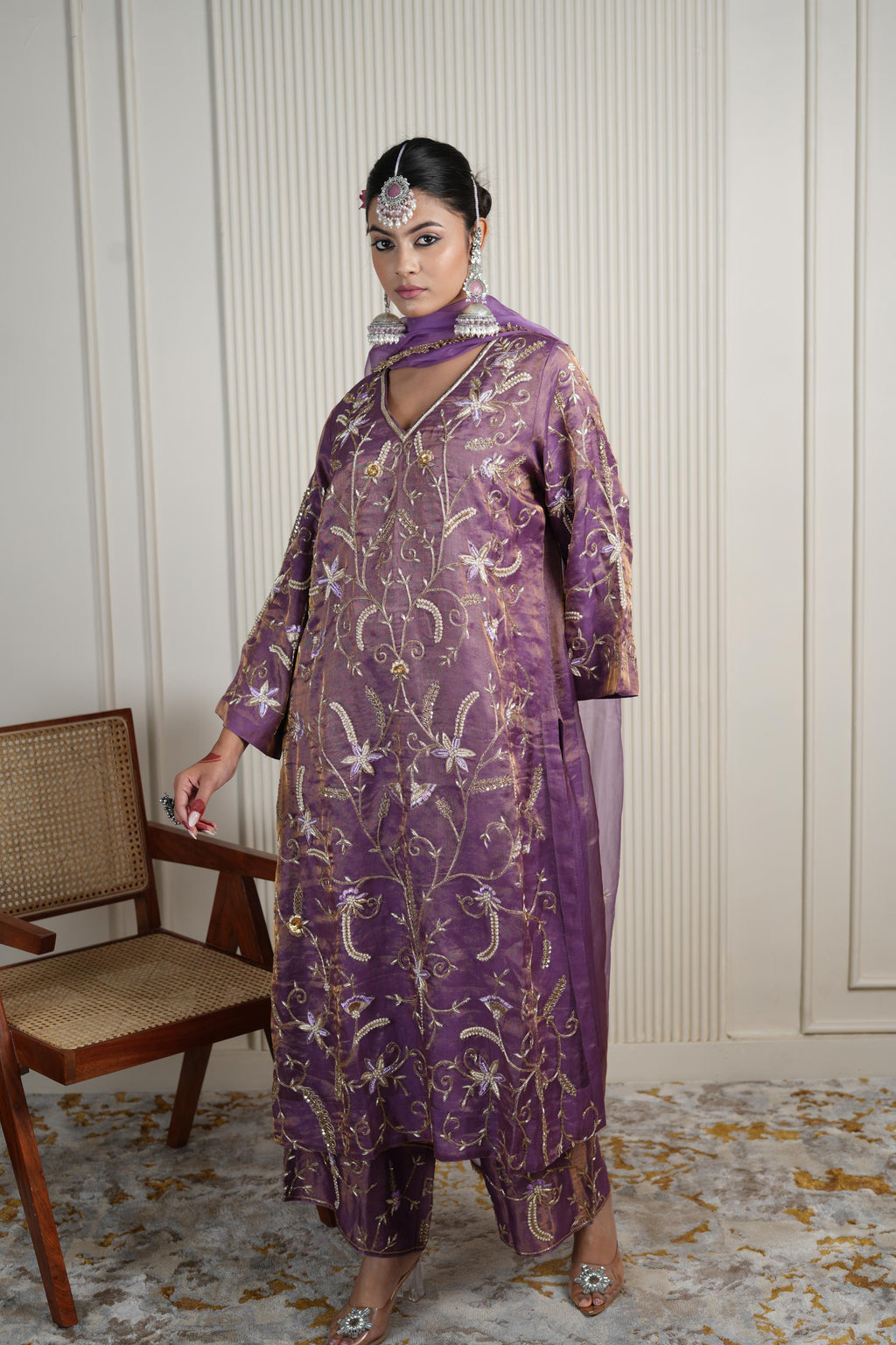 Women's Purple Kurta Set