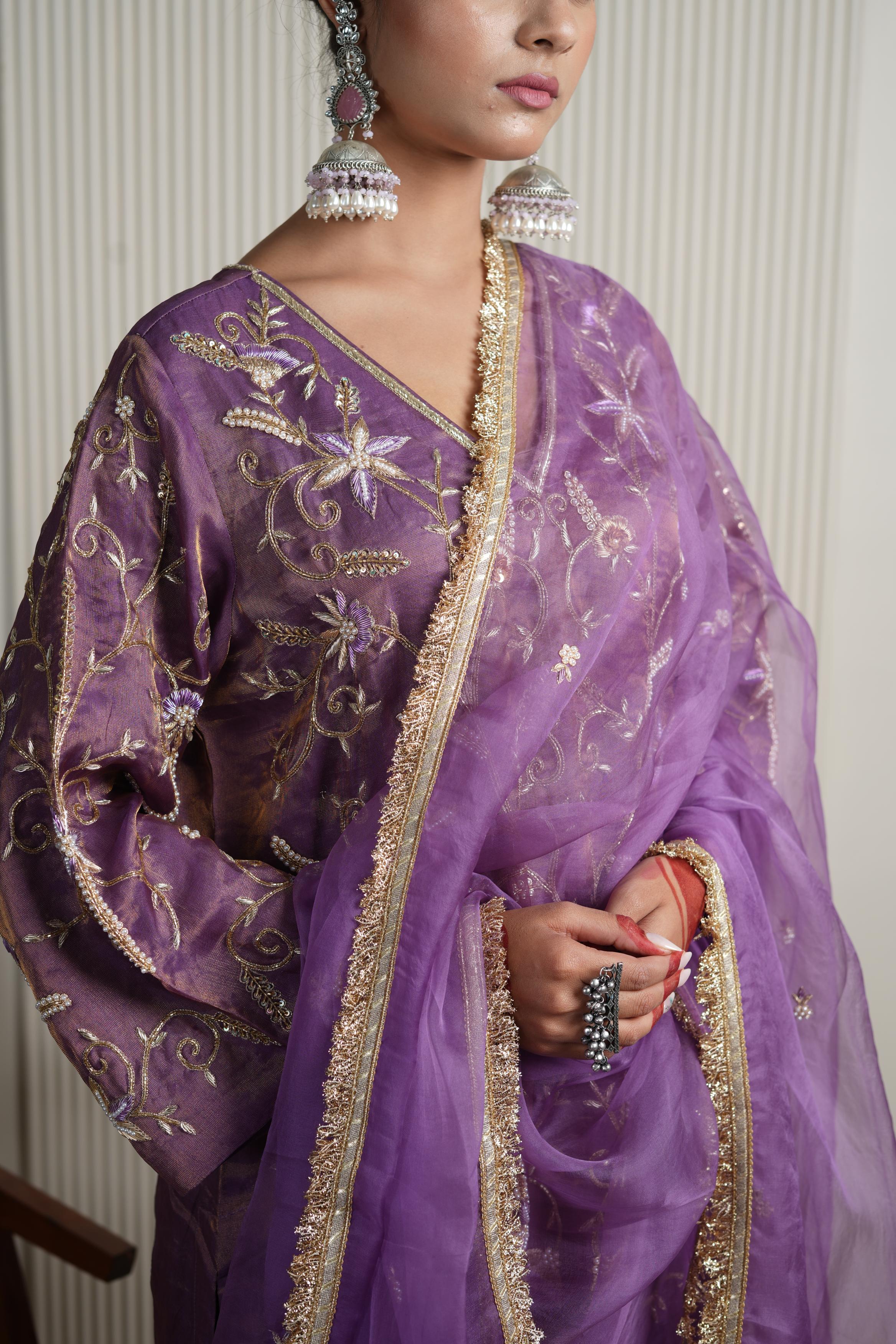 Women's Purple Kurta Set