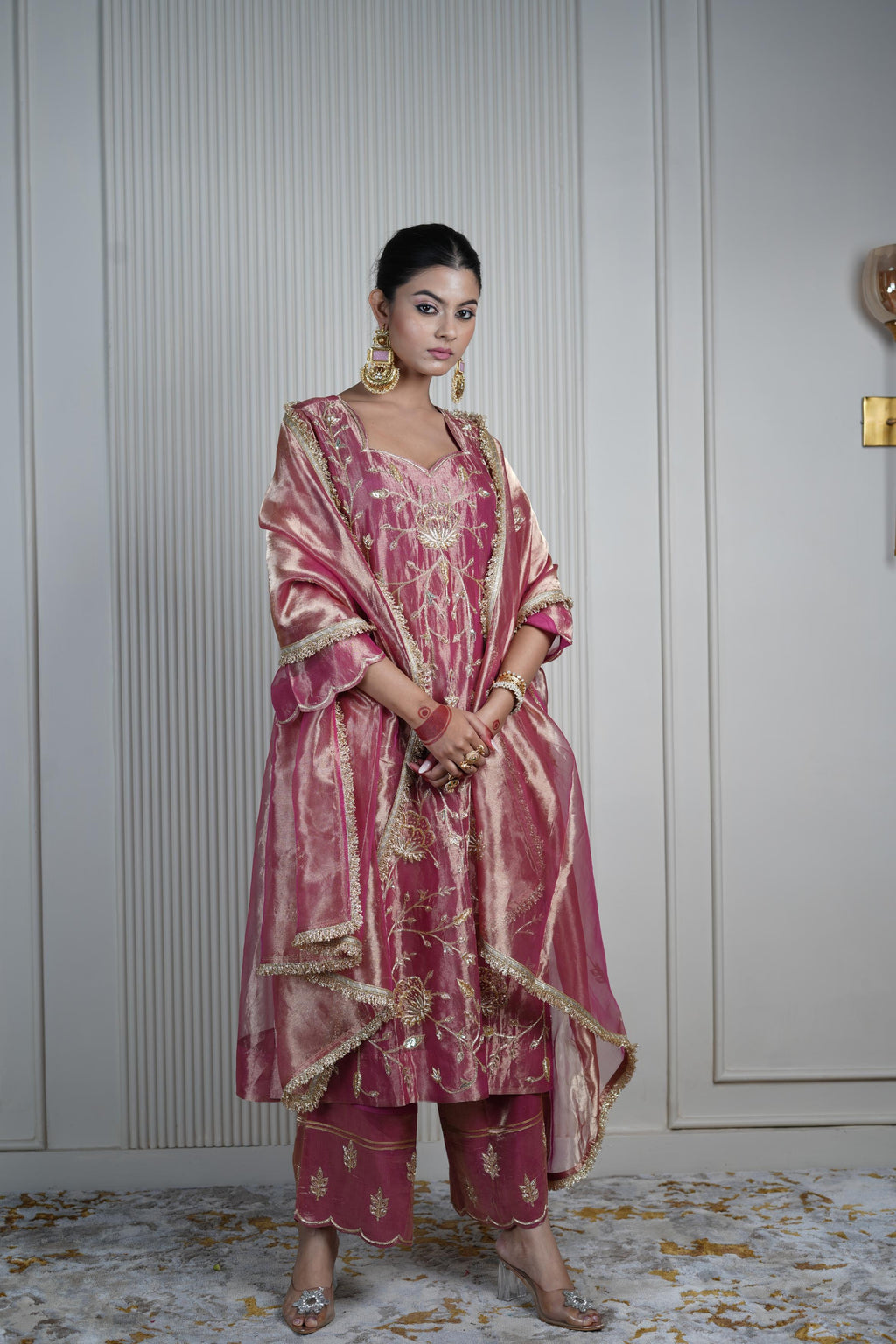 Women's Rani Kora Silk Tissue Kurta Set