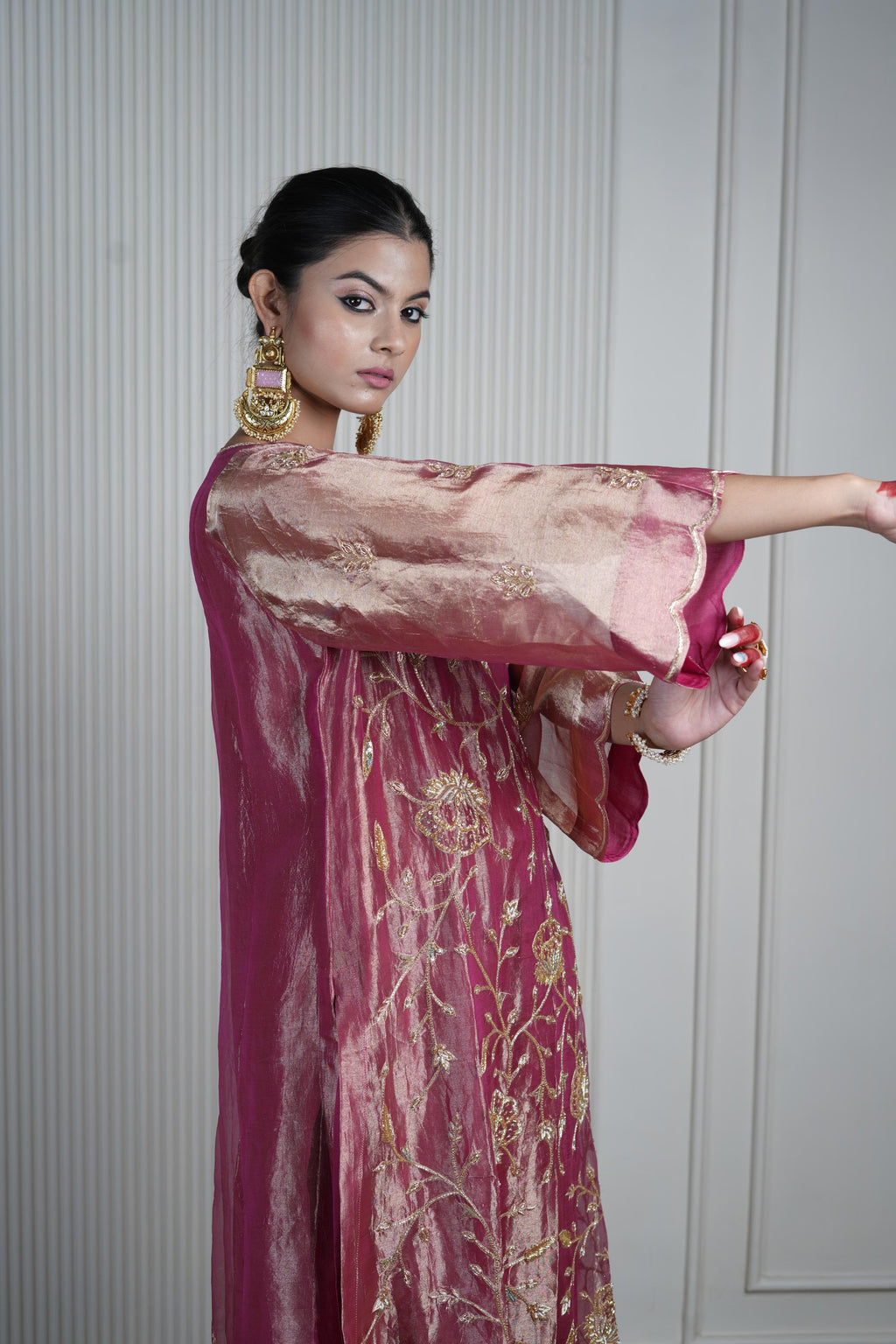 Women's Rani Kora Silk Tissue Kurta Set