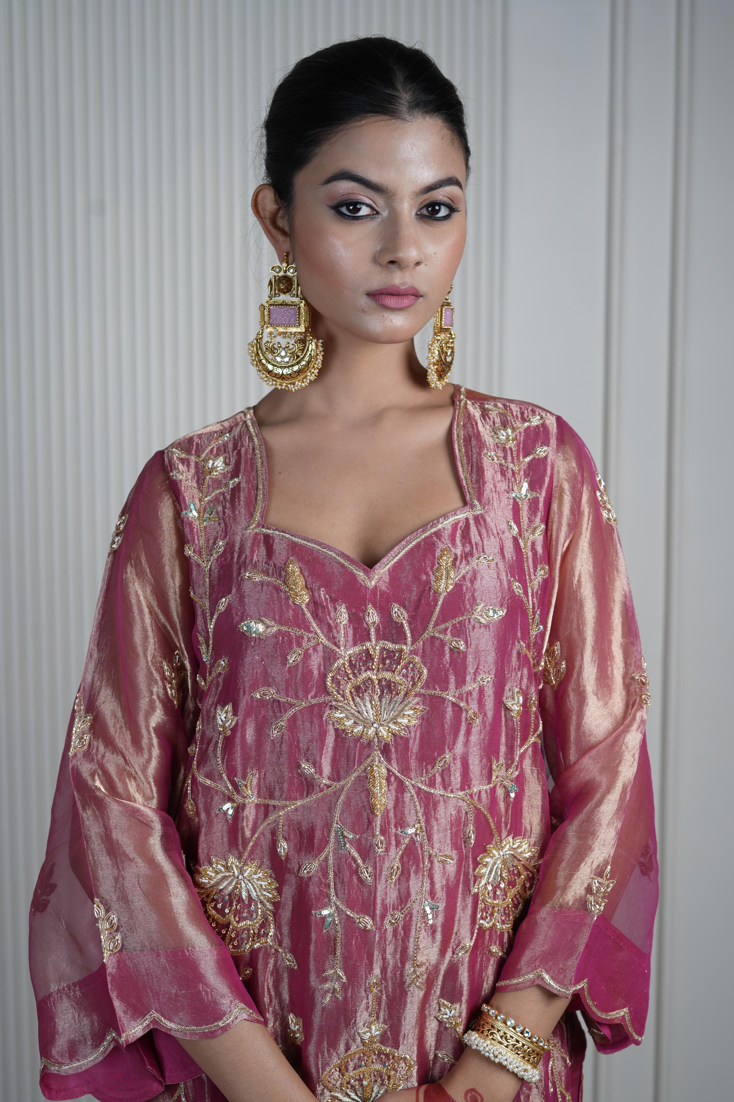 Women's Rani Kora Silk Tissue Kurta Set