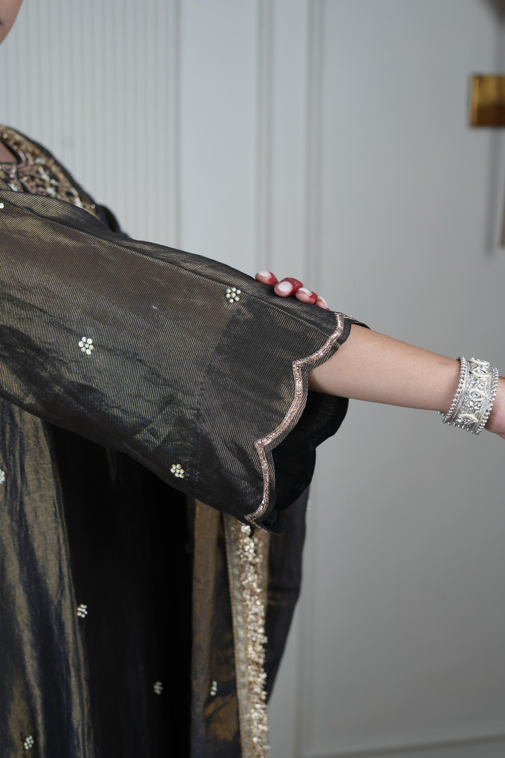 Women's Black Tissue Kurta Set