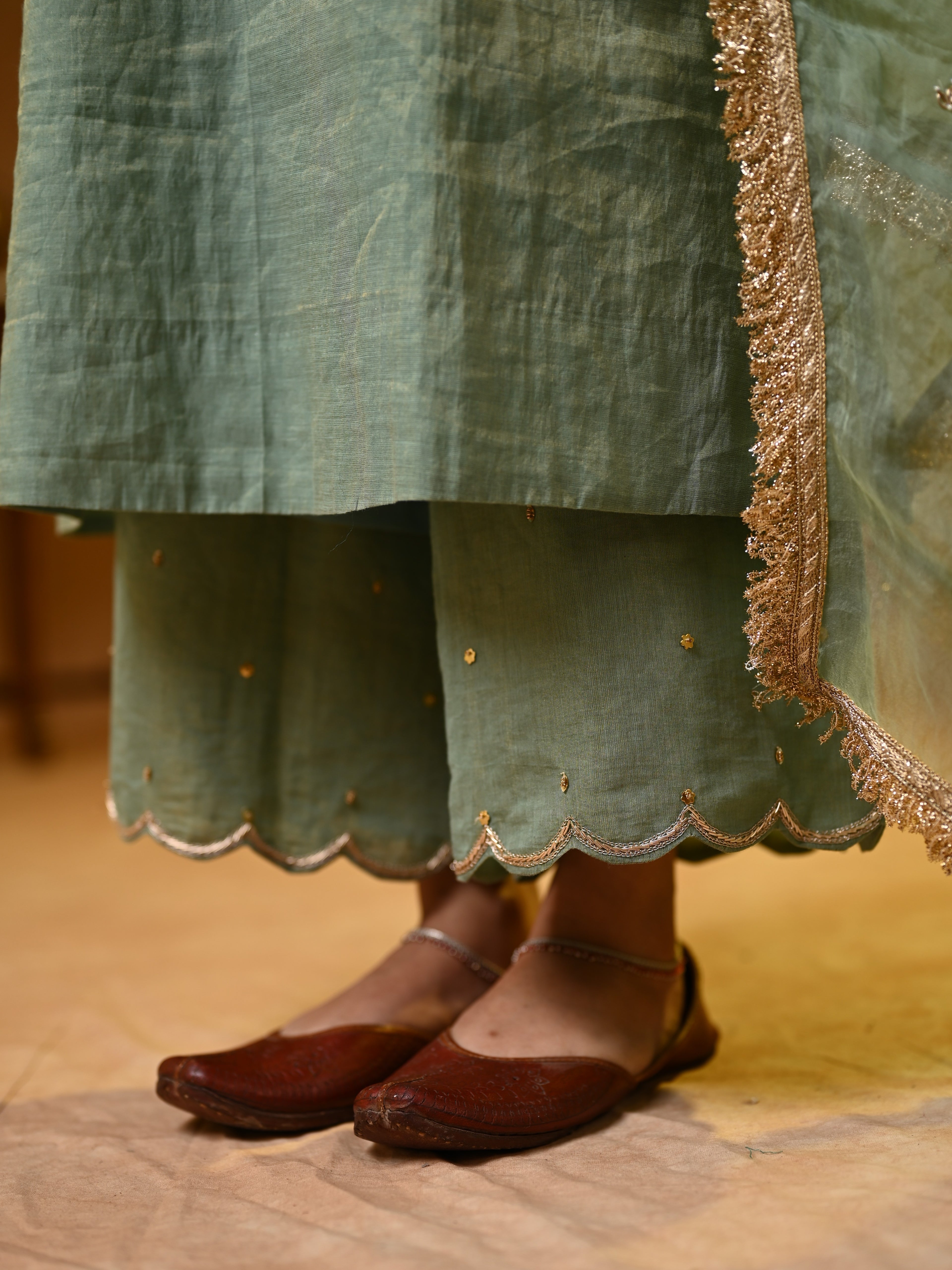 Women's Light Blue Hand Woven Kurta Set