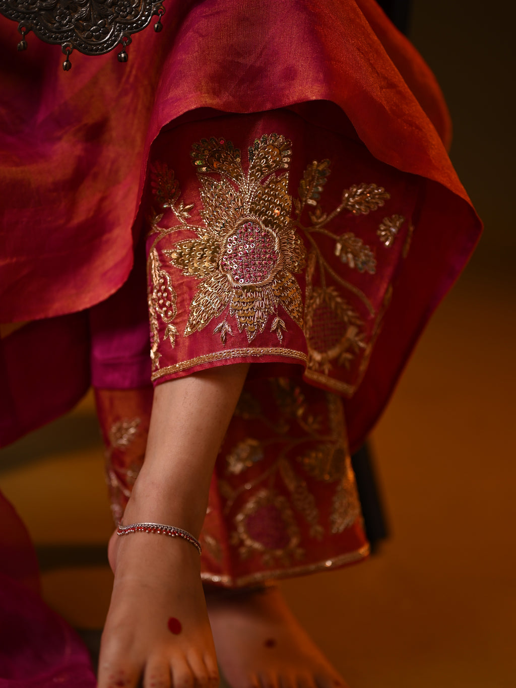 Women's Rani Pink Organza Tissue Kurta Set