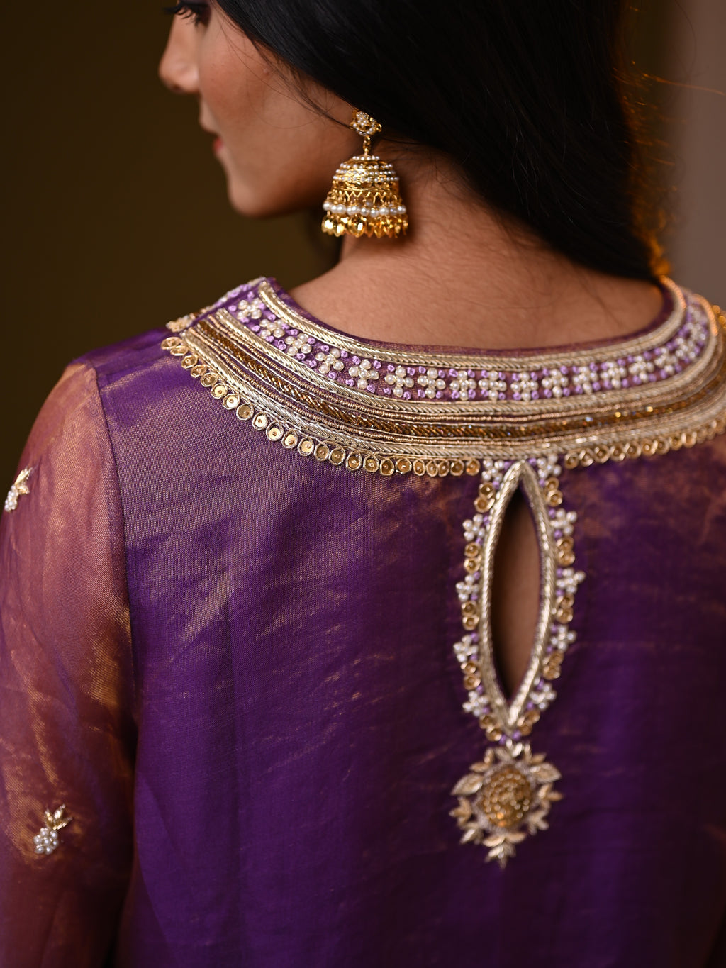 Women's Purple Organza Tissue Kurta Set