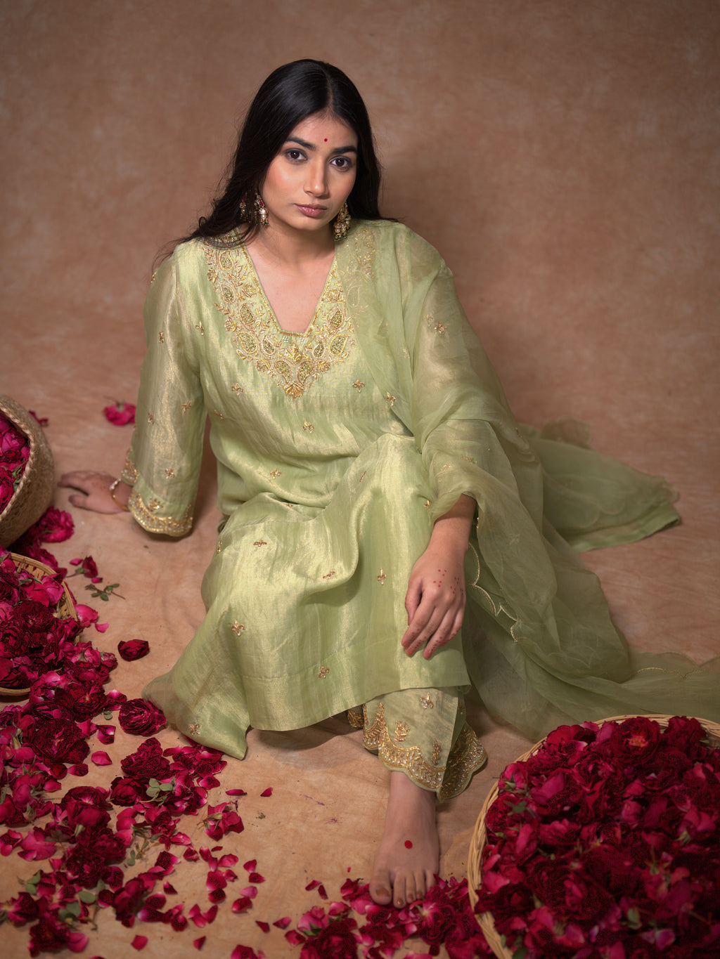 Women's Light Green kurta Set
