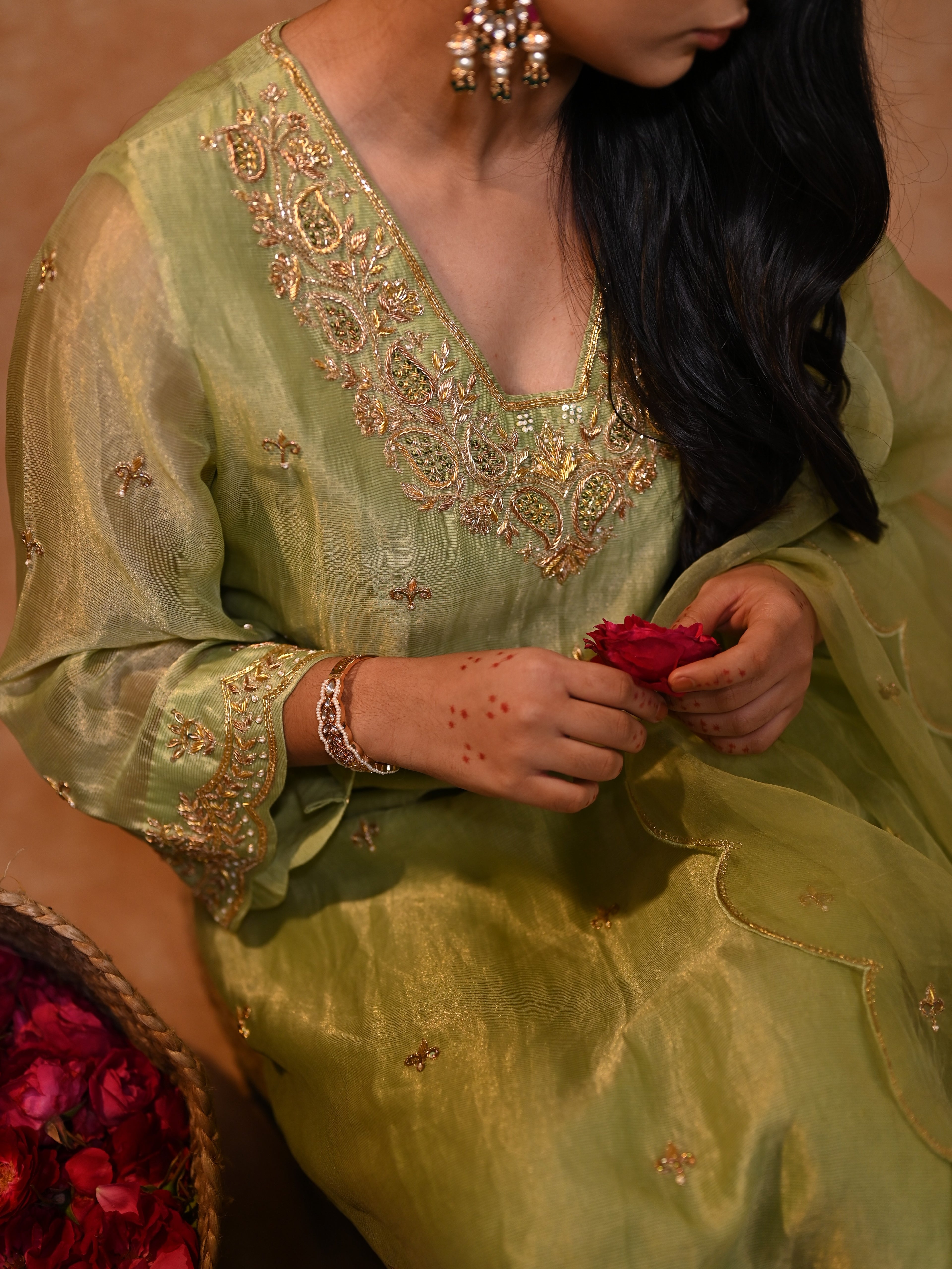 Women's Light Green kurta Set