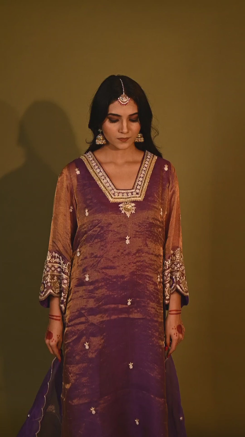 Women's Purple Organza Tissue Kurta Set