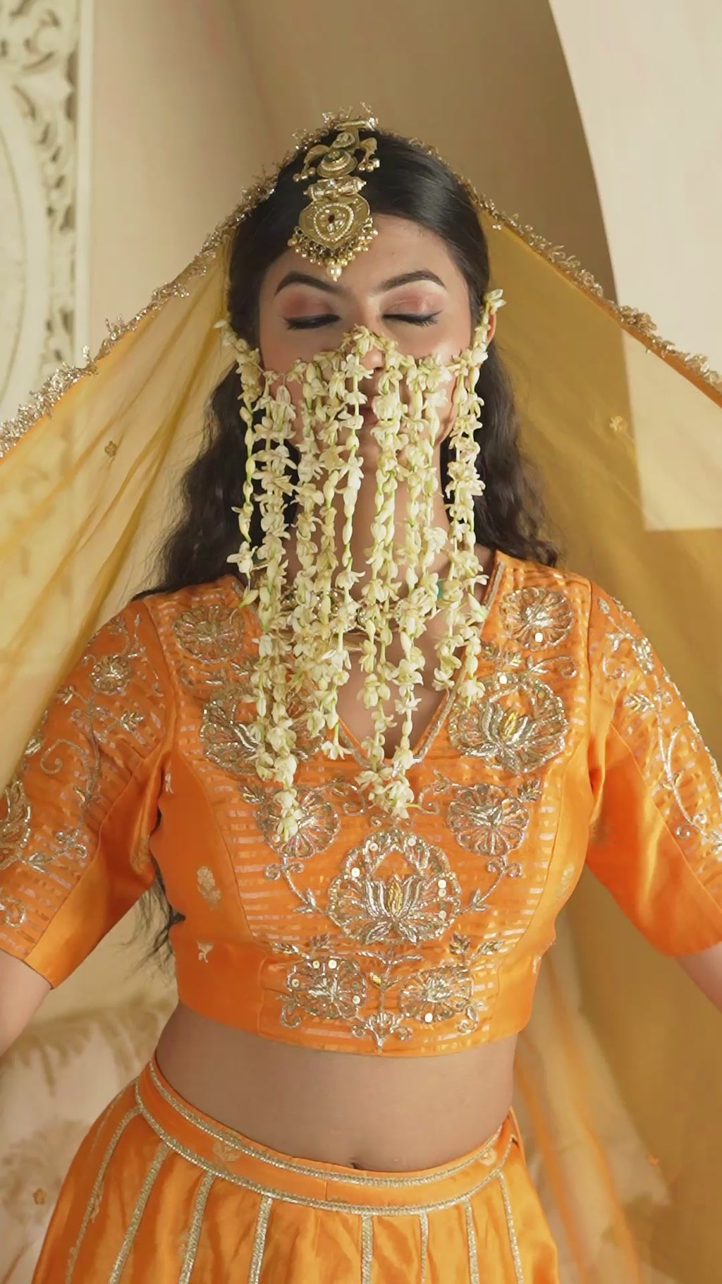 Women's Light Orange Lehenga Set