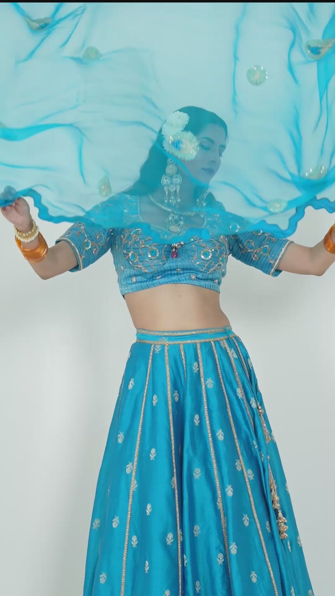 Women's Turquoise Blue Lehenga Set